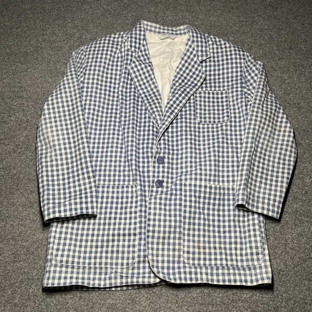 Vintage Cherokee Blazer Women’s Small Blue Gingham Plaid Jacket Button USA 80s